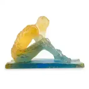 Daum 'Le Penseur' Pate De Verre Glass Sculpture