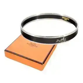 Hermes Black Enamel Bangle Bracelet