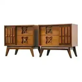 Walnut Mid Century Nightstands - Pair