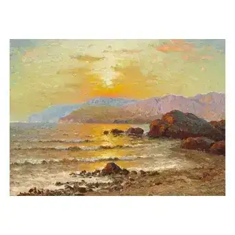 Richard Dey De Ribcowsky (1880-1936) <em>Breaking Waves at Sunset</em>