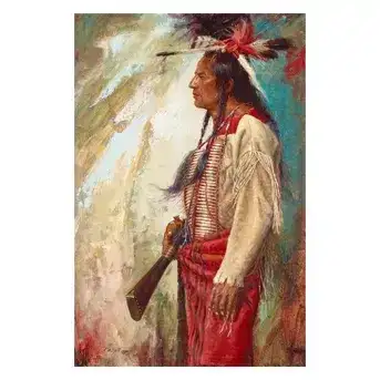 John DeMott (born 1954) <em>Portrait of a Native American Warrior</em>