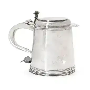 Silver Tankard, Jacobus van der Spiegel (1668-1708), New York, New York, c. 1700