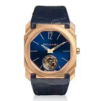 Bulgari. A Rare Limited Edition 18K Rose Gold Manual Wind Tourbillon Wristwatch