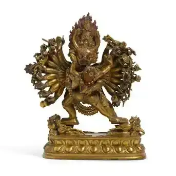 A Gilt Copper-Alloy Figure of Vajrabhairava and Vajravetali