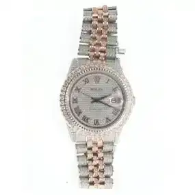 Custom Diamond Rolex Date Just Wristwatch