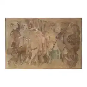 Early Medieval Fresco Transferred to Canvas Oil Painting