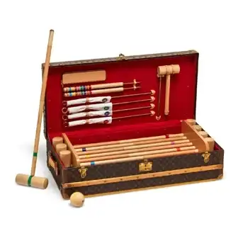 A Special Order Monogram Canvas Croquet Trunk with Brass Hardware