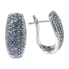 Sparkling Tanzanite Sterling Silver Leverback Earrings