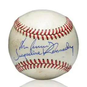 John and Jackie Kennedy Signed OAL Joe Cronin Baseball