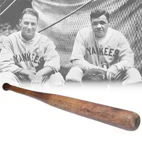 Babe Ruth and Lou Gehrig Signed AJ Reach Co Baseball World Series No.105 Bat