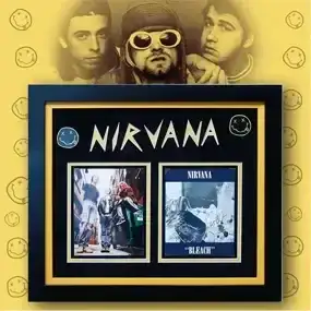 Nirvana 'Bleach' Cover Art Signed by Cobain, Grohl, Novoselic