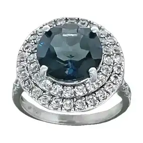 Royal London Blue Topaz Ring and White Zircon Ring Size 7