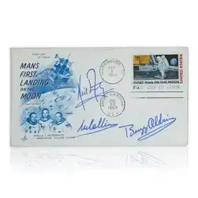 Apollo 11 Crew Signed 'First Man on The Moon' First Day Issue Envelope