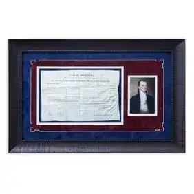 President James Monroe Signed 1823 Land Grant Presented in Museum-Grade Custom Frame