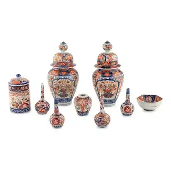 Nine Imari Palette Porcelain Articles