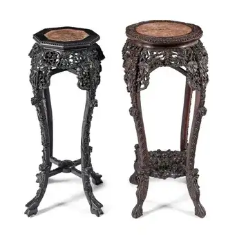 Two Chinese Carved Hardwood Pedestals