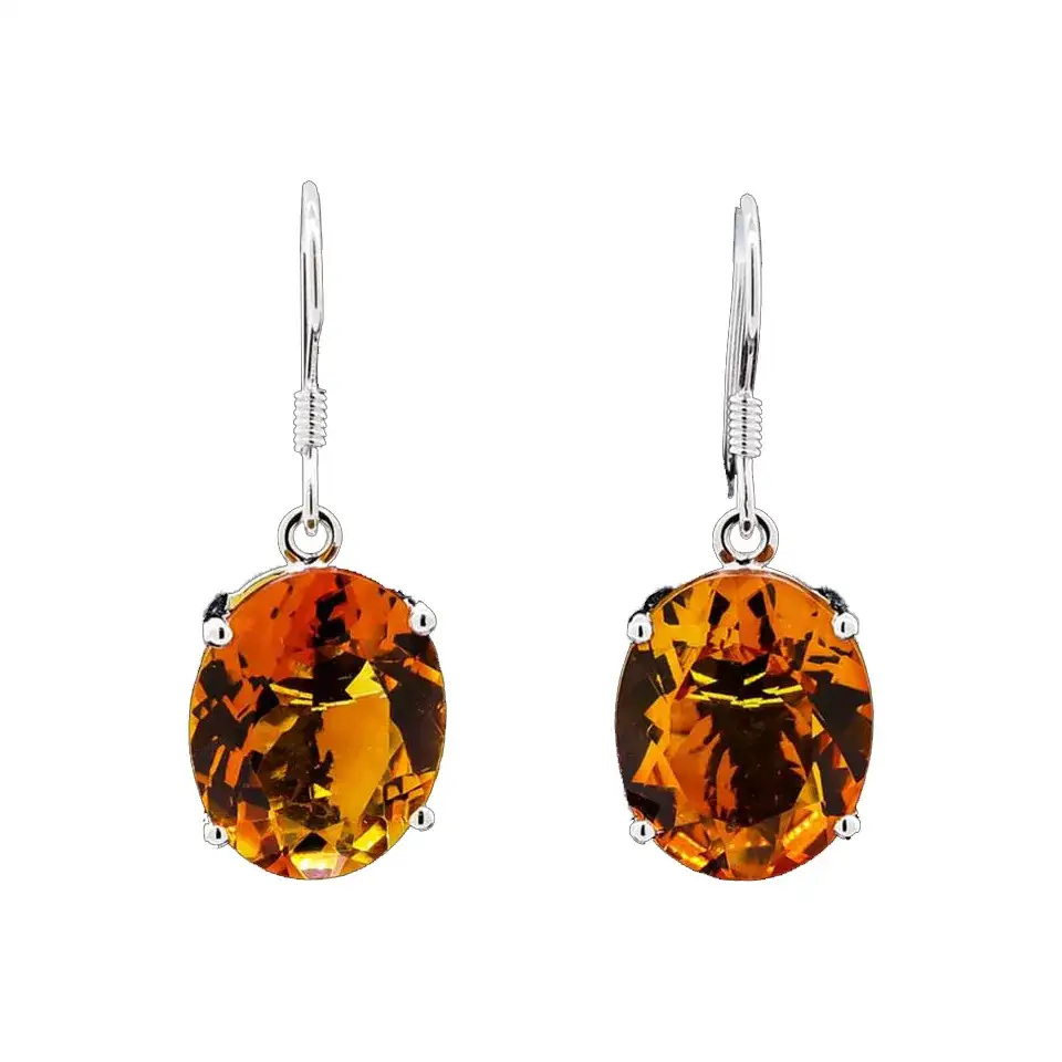 Crayola 17.60 ctw Citrine Earrings - 14K White Gold