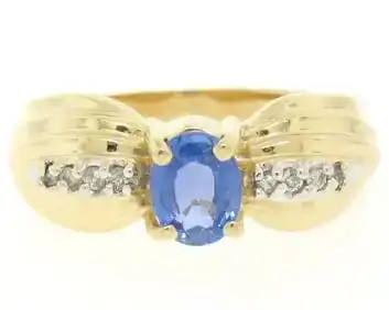 NEW Ribbed 14k Yellow Gold 1.10 ctw Oval Tanzanite Solitaire & Round Diamond Ring