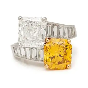 Oscar Heyman, Fancy Deep Orange-Yellow Diamond and Diamond Ring