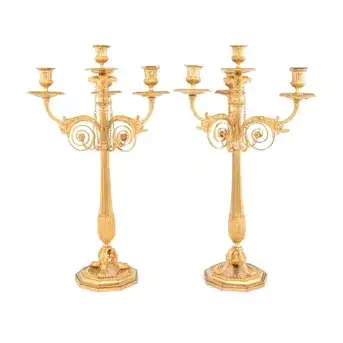 A Pair of George III Gilt Bronze Four-Light Candelabra