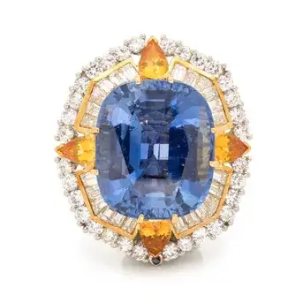 Ceylon Sapphire, Yellow Sapphire and Diamond Pendant