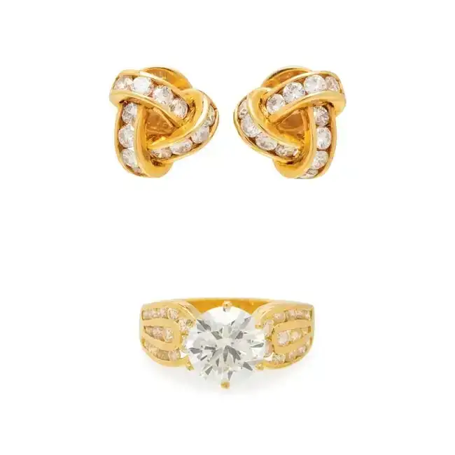 Yellow Gold and Diamond Jewelry Suite