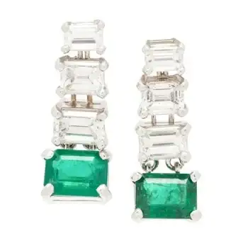 Emerald and Diamond Earrings