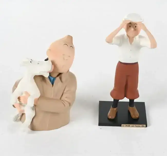 (2) TINTIN FIGURINES BY LEBLON DELIENNE