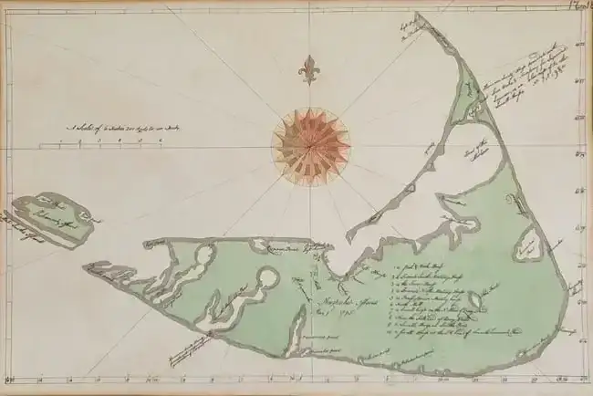 Rare 1795 Map of Nantucket Island Hand Colored Engraving