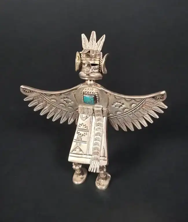 Vintage Nelson Morton Sterling Silver Dine Navajo Kachina Pendant Brooch