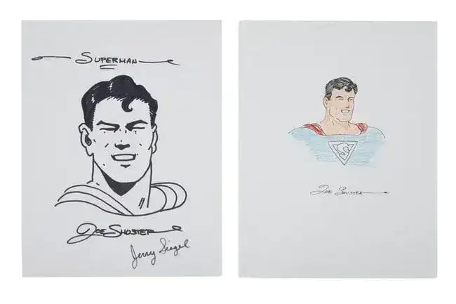 Superman | Joe Shuster and Jerry Siegel Signed Original Drawings