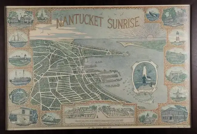 Rare Limited Edition Henry Royster Nantucket Sunrise Birdseye View Map