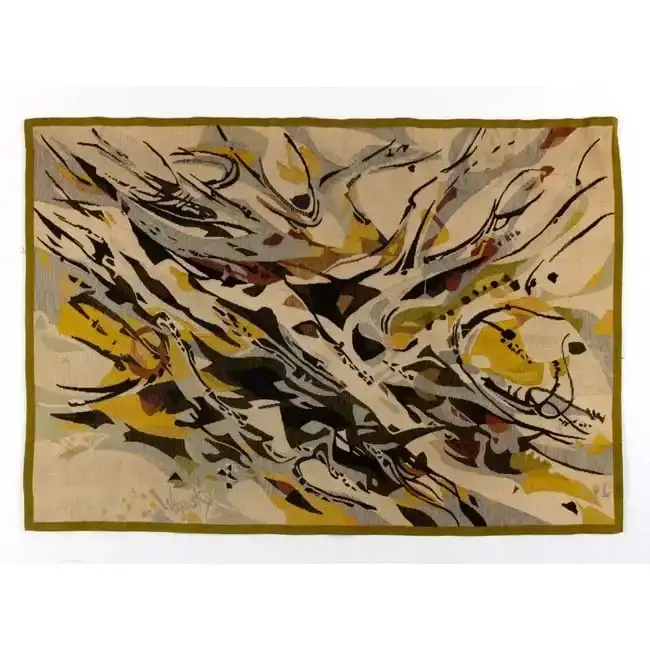 Robert WOGENSKY (1919-2019) 'Plein Feu' Low smooth tapestry Carton by Robert Wogensky Weaving by