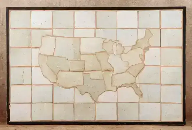 Stoneware Tile Table Top With United States Map, 41'' x 63'' x 2''