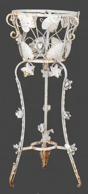 White Painted Wrought Iron Jardiniere