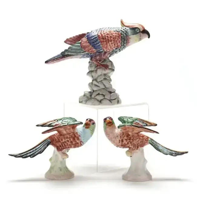Three Mottahedeh Majolica Bird Figurines