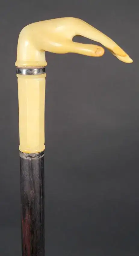 19th C. Sailor Made Whale Ivory and Ebony Ladies Walking Stick