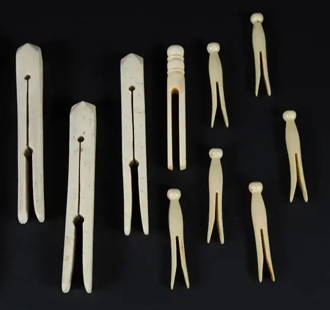 Assorted Group of Antique Whalebone Clothes Pins