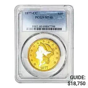 1877-CC \\$20 Gold Double Eagle PCGS XF40