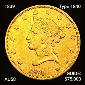 1839 \\$10 Gold Eagle Choice AU