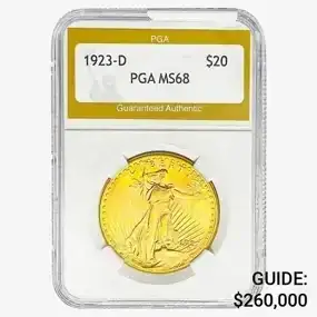 1923-D \\$20 Gold Double Eagle PGA MS68