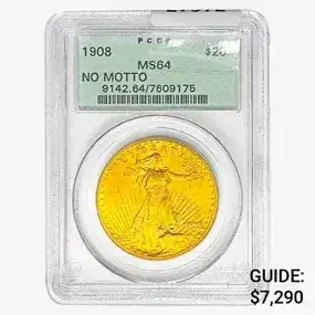 1908 \\$20 Gold Double Eagle PCGS MS64