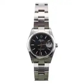 Rolex Oyster Date Black Dial Steel Watch