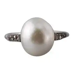 GIA Natural Pearl Diamond Platinum Ring