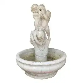 Italian Carved White Marble Fountain