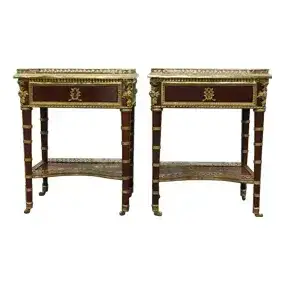 Pair 19th Century Louis XVI Style Mahogany Side Tables