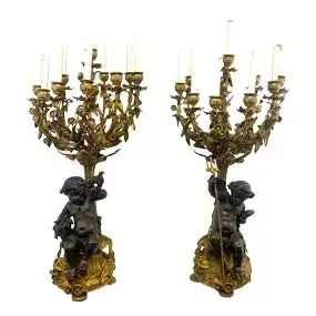 Massive Pair of French 19th Century Bronze & Ormulu Candelabra