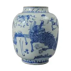 Chinese Blue & White Qilin Jar, Shunzhi