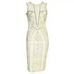 S/S 2012 look #27 Versace White Studded Embellished Leather Dress 38 - 2