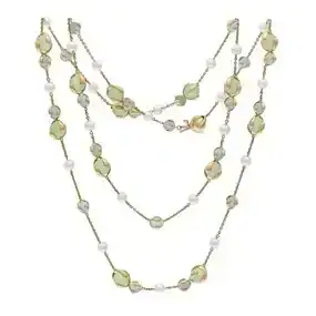 Quartz, Cultured Pearl,<br>18k “Cardan” Necklace,<br>Marina B.